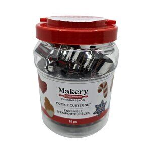 Makery Christmas Cookie Cutter Set 18 pc Stainless Steel NEW